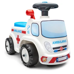 Ambulance ride-on med förvaringsutrymme, ratt och tuta
