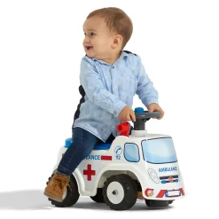 Ambulance ride-on med förvaringsutrymme, ratt och tuta