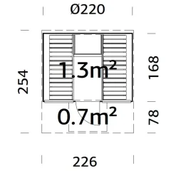 Anita 1,3, 0,7 m2 Med Glasvägg