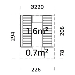 Anita 1,6, 0,7 m2 Med Glasvägg