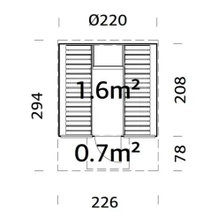 Anita 1,6, 0,7 m2 Med Glasvägg