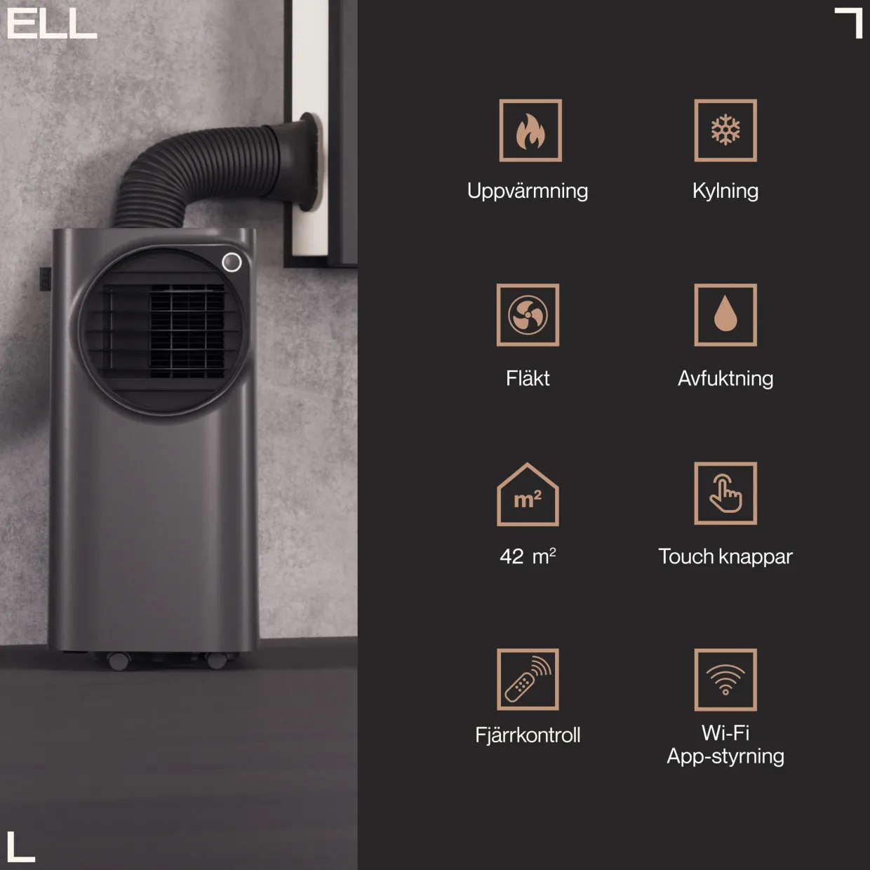 Atmos 12000BTU 4-i-1 Funktion Kyla/Värme/Avfuktning/Ventilation