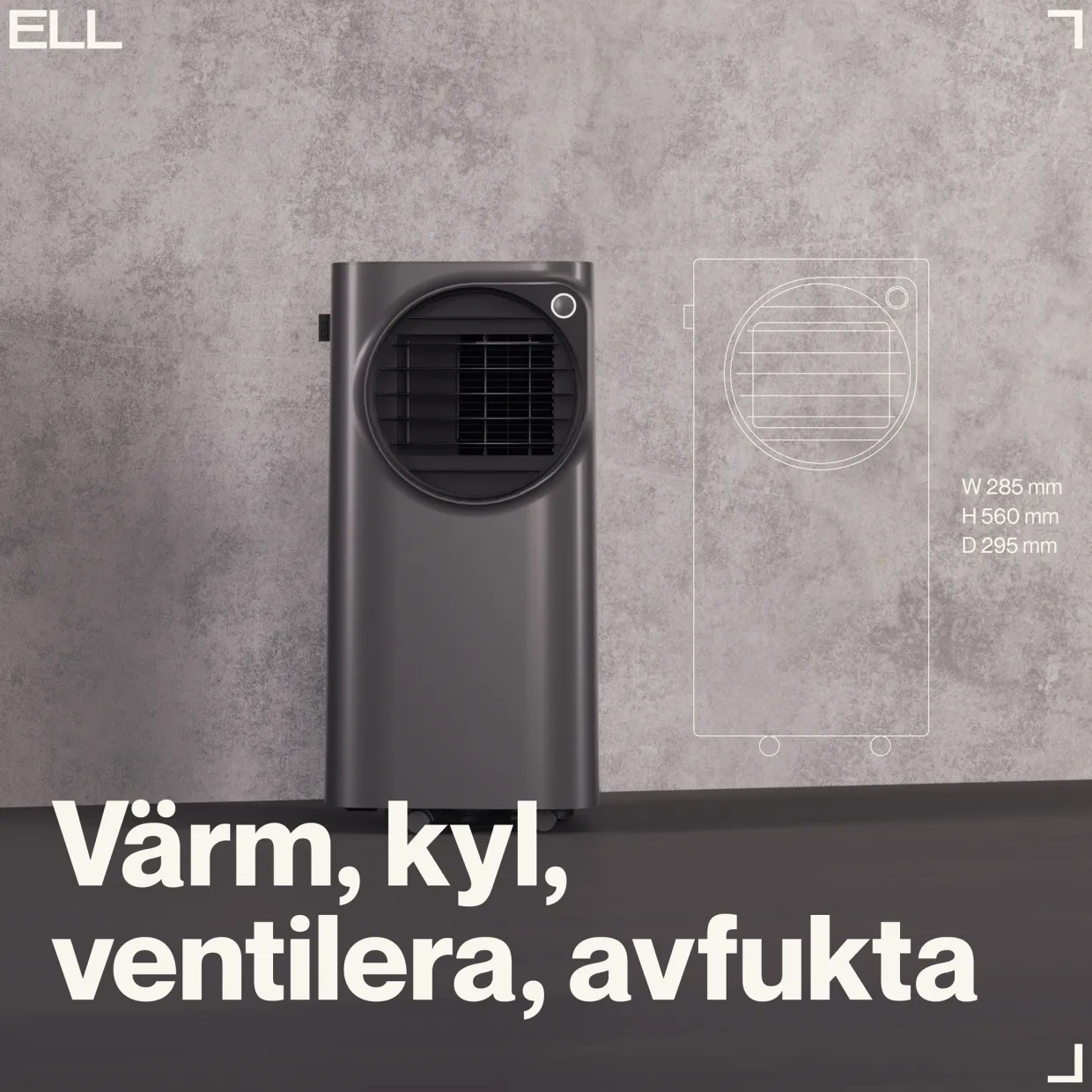 Atmos 12000BTU 4-i-1 Funktion Kyla/Värme/Avfuktning/Ventilation
