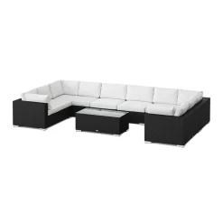 Bahamas U-formad utomhus loungegrupp med stängt avslut, 10-sits med bord