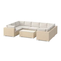 Bahamas U-formad utomhus loungegrupp med stängt avslut, 9-sits med bord