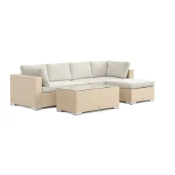 Bahamas utomhus divansoffa 5-sits med vändbar divan och bord