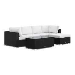 Bahamas utomhus divansoffa 5-sits med vändbar divan och bord