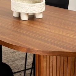 Bianca Ovalt Matbord i Valnöt 200 cm & 6 Muscot Stolar i Polyester