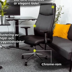 Boss Stol i Läder med Justerbar Höjd & Ryggstöd