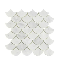 Carrara Fishtail Vit 5x7 cm Polerad