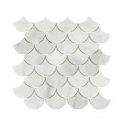 Carrara Fishtail Vit 5x7 cm Polerad