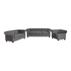 Chesterfield Lyx 3-sits+2-sits+Fåtölj Sammet