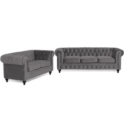 Chesterfield Lyx 3-sits+2-sitssoffa Sammet