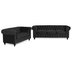 Chesterfield Lyx 3-sits+2-sitssoffa Sammet