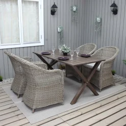 150 cm bord & 4 Belize naturfärgade stolar