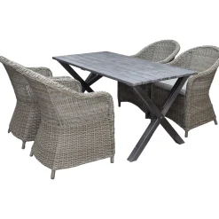 150 cm bord & 4 Belize naturfärgade stolar