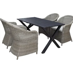 150 cm bord & 4 Belize naturfärgade stolar