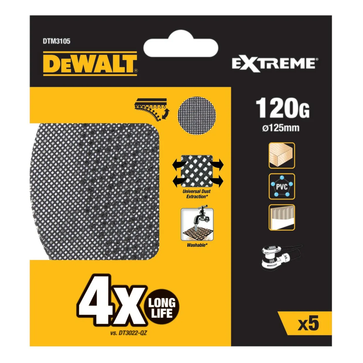 DTM3105 125 mm 120G 5-Pack Till Excenterslip