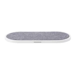 Dual Qi Laddare Usb-C Anslutning 2X10W Vit Med Grå Textil