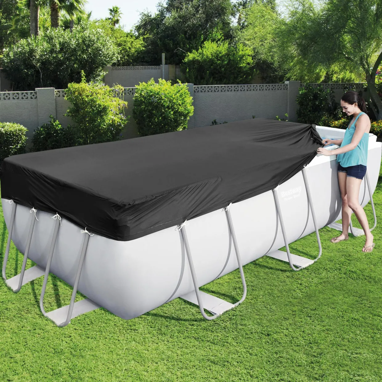 Flowclear PVC Svart 4,12 x 2,01 m Poolskydd