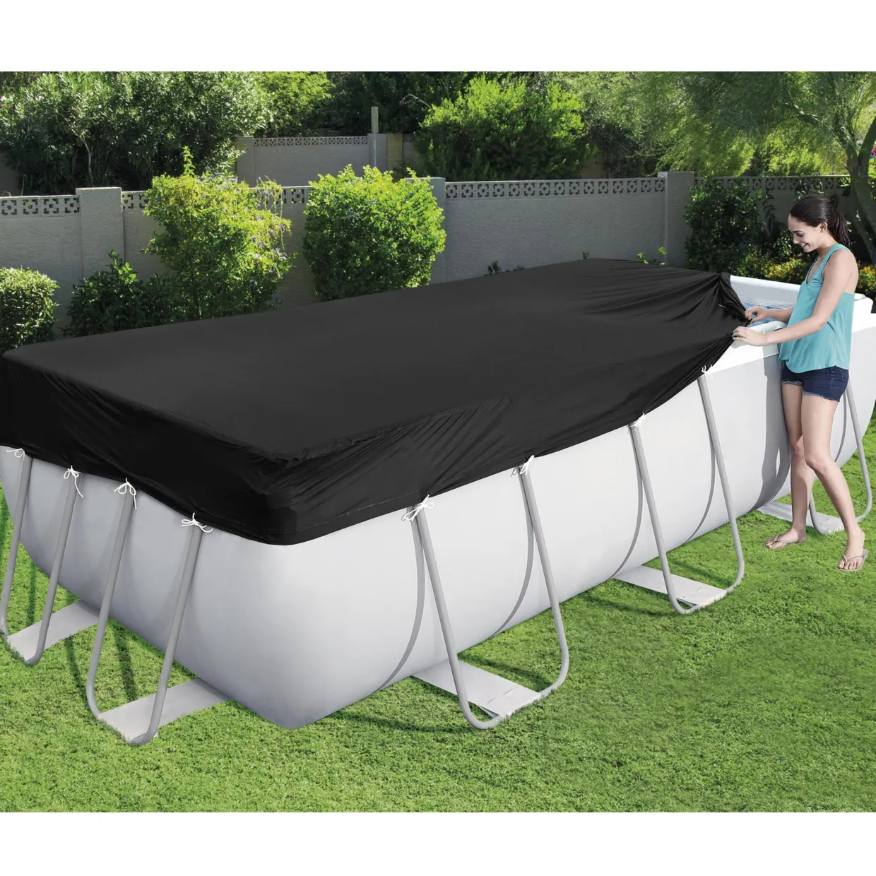 Flowclear PVC Svart 2,82 x 1,96 m Poolskydd