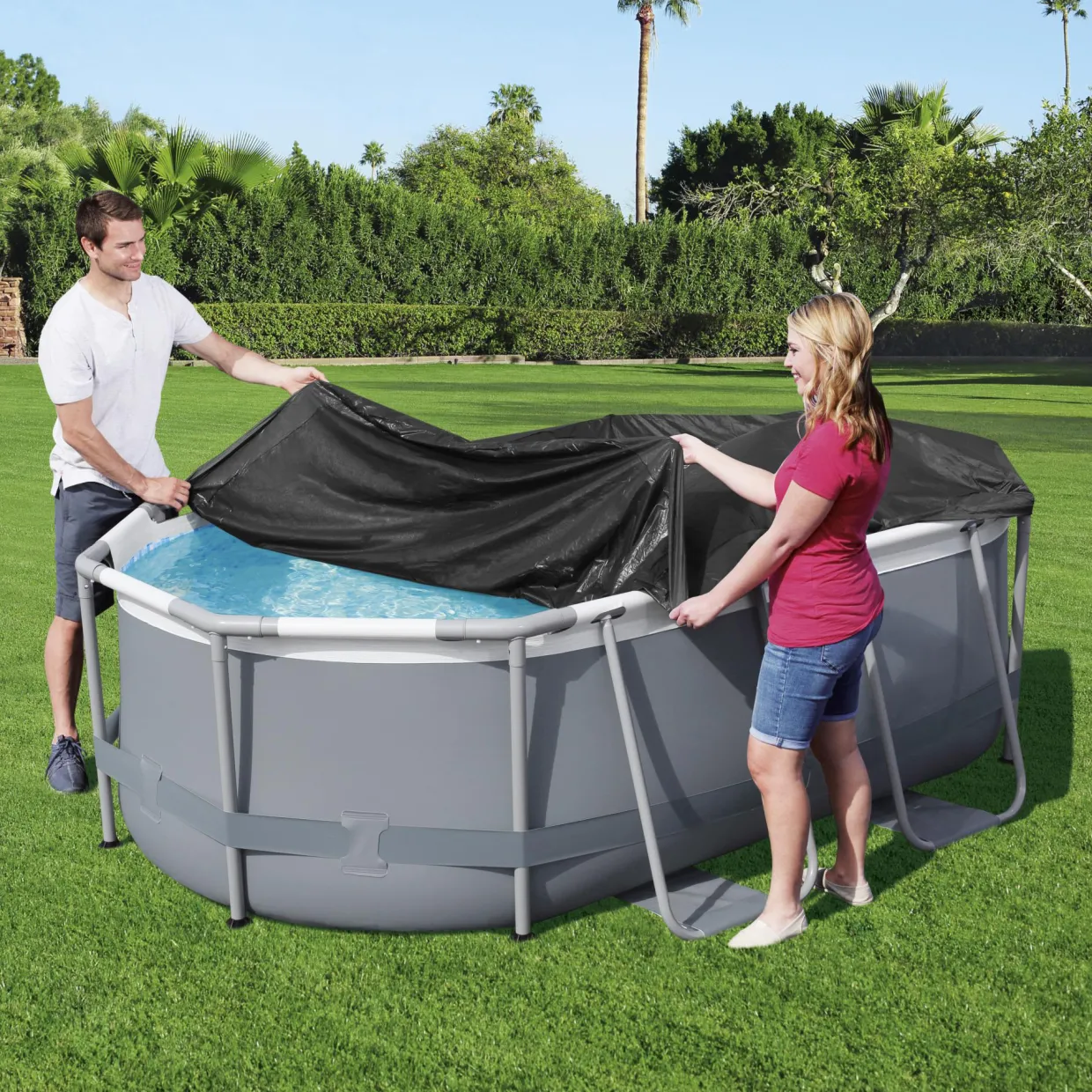 Flowclear PVC Svart 3.05 x 2 m Poolskydd