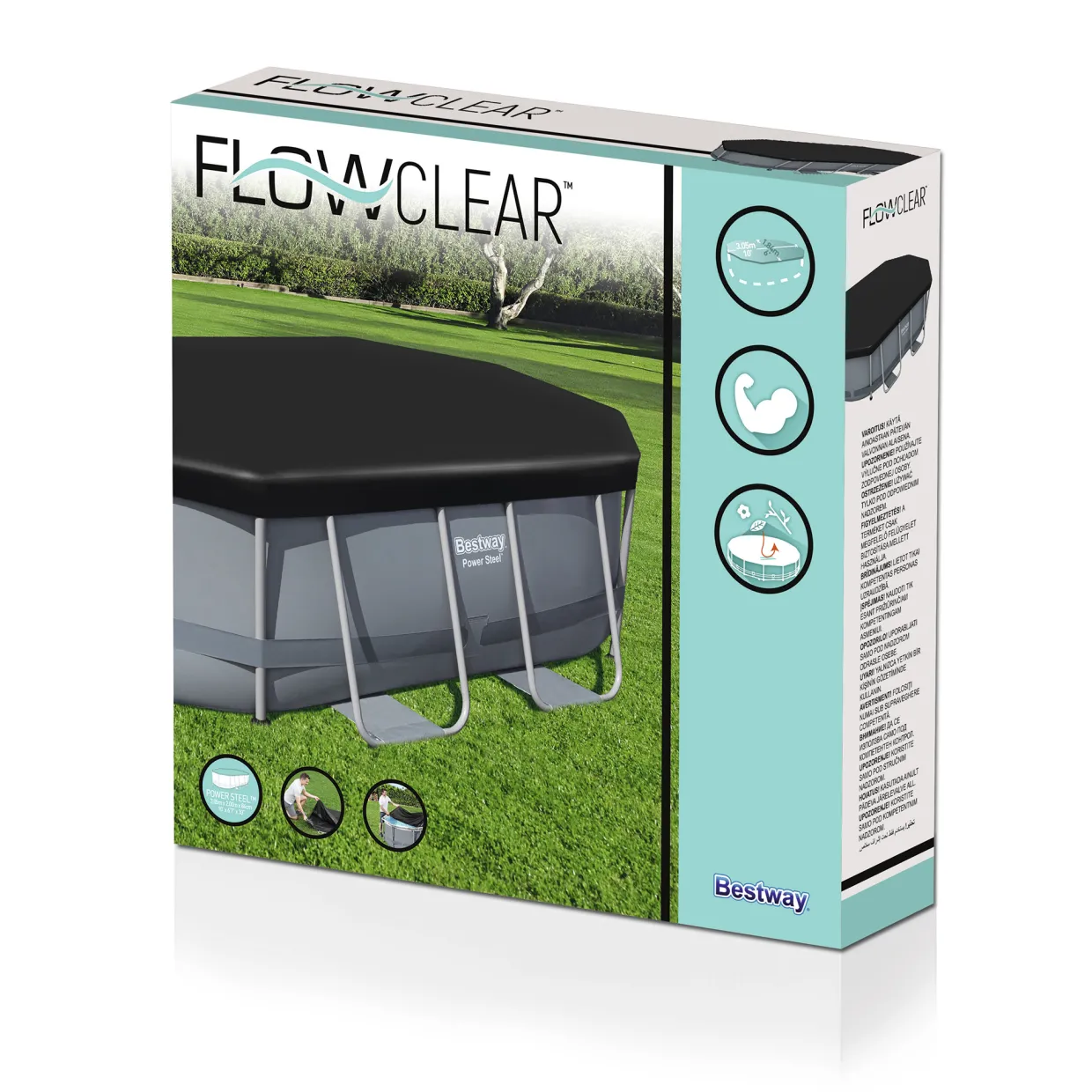 Flowclear PVC Svart 3.05 x 2 m Poolskydd