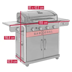 Gas2Coal 2.0 4B, Gasolgrill/Kolgrill med 4 Brännare