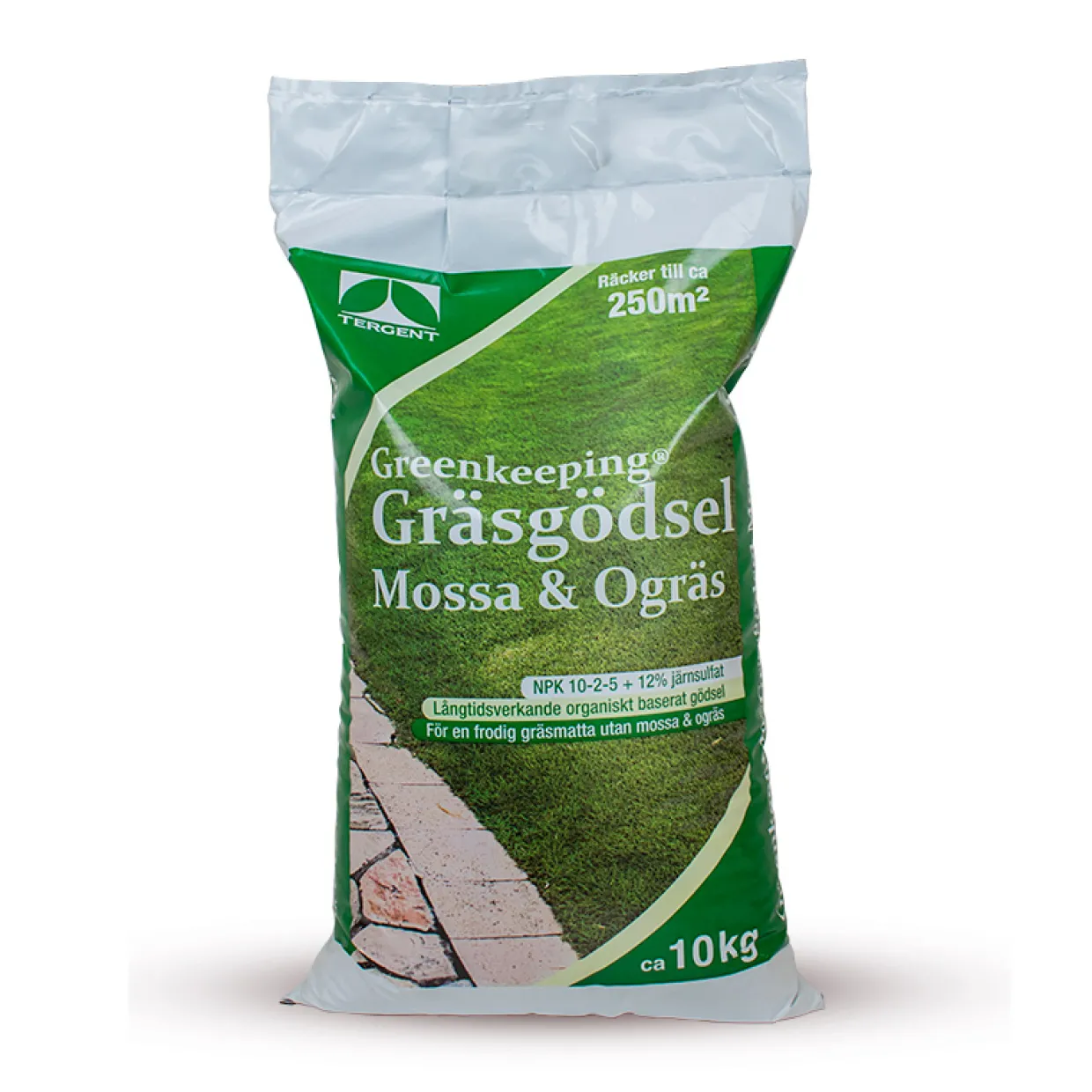 Greenkeeping Mossa 10kg, Organiskt Gräsmattegödsel med Järnsulfat