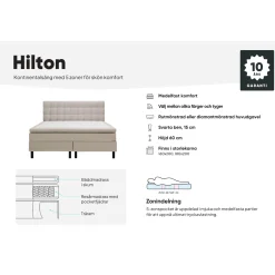 Hilton Komplett Sängpaket 160x200 cm med Diamant Sänggavel