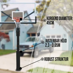 In-Ground med Justerbar Basketkorg 2,3-3,05m