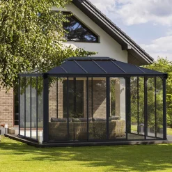 Ledro Aluminiumstomme med UV-Skyddat Glas, Låsbara Dörrar, Grå, 12,7 m²