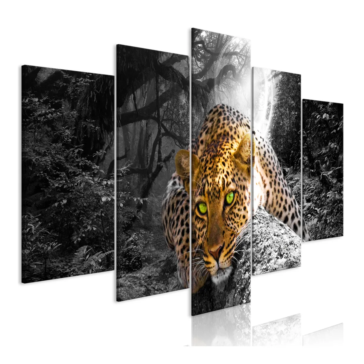 Leopard Lying Grå 5 delar