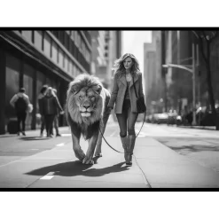 Lion On A Leash