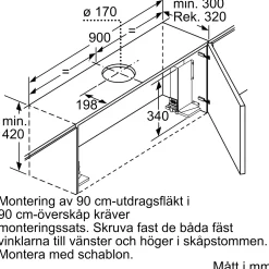 LI97RB531 iQ300 Underbyggd Frånluft/Kolfilterfläkt i Rostfritt Stål