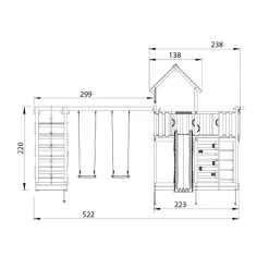 Mansion 2.1 Klättermodul Blå Rutschkana