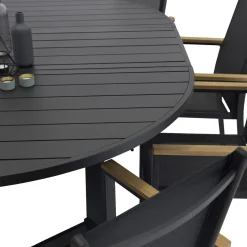Marbella Förlängningsbart Aluminiumbord, Ovalt Ø 140 cm Svart