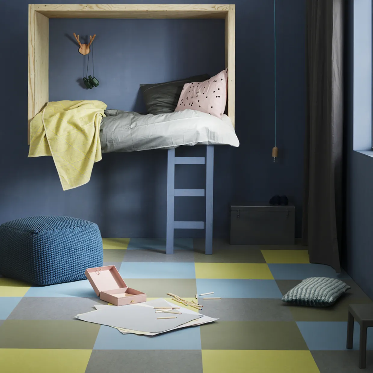Marmoleum Click Vintage Blue 30x30 cm