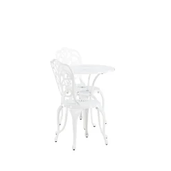 Nandin Klassisk Cafégrupp med Runt Bord & 2 Stolar i Aluminium, Vit