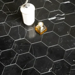 Nero Marquina Hexagon Polerad 5x5 cm