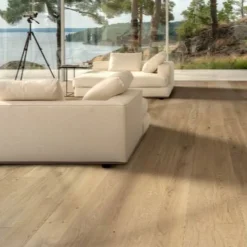 Nouveau White Mattlackad Borstad Vit Ek 1-stav