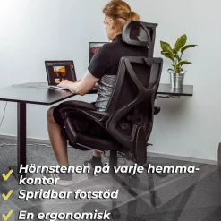 Office Pro Stol med Andningsväv & Utdragbart Fotstöd