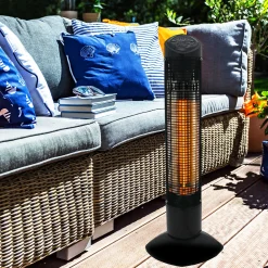 Pisa Terrassvärmare 450/900 W, Svart, IP55-klassad, Stående Design för Balkong & Uteplats
