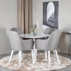 Plaza Runt Matbord Ø100 cm & 4 Comfort Stolar