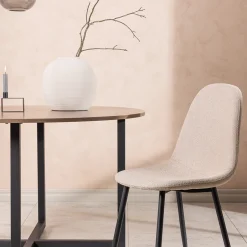 Polar Boucle Beige Stol i Stål 2 st