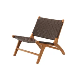 Rike Fåtölj i Brun Konstläder & Teak