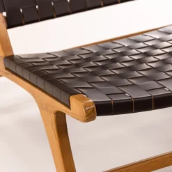 Rike Fåtölj i Brun Konstläder & Teak