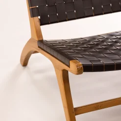 Rike Fåtölj i Brun Konstläder & Teak