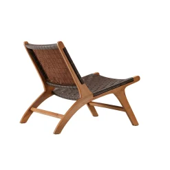Rike Fåtölj i Brun Konstläder & Teak