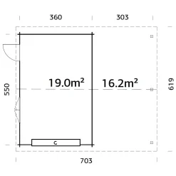 Roger med Carport 36,5 m2 och Takskjutport